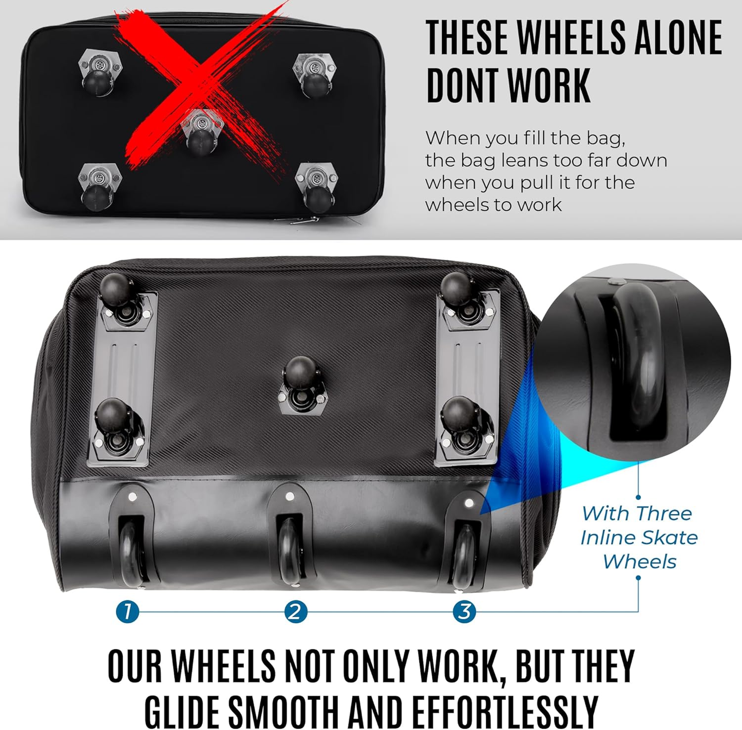 #18 - Expandable Wheeled Bag (100lbs) (40") (Extra Wheels)