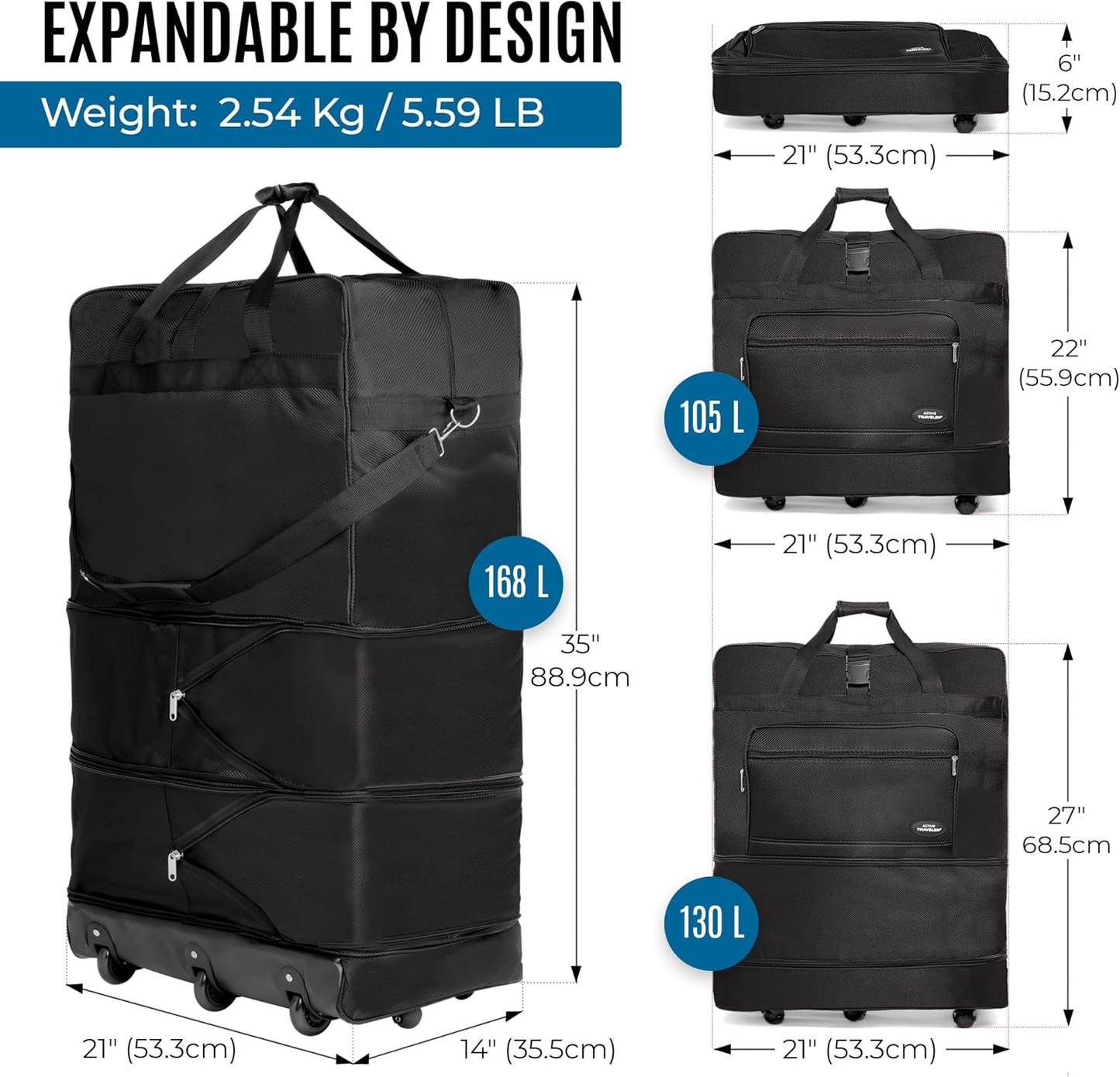 #17 - Expandable Wheeled Bag  (70lbs) (36") (Extra Wheels)