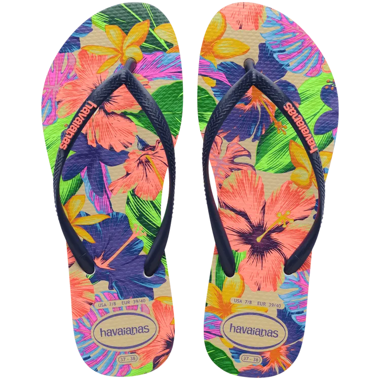 4149011 - Slim Floral Neon Flip Flops